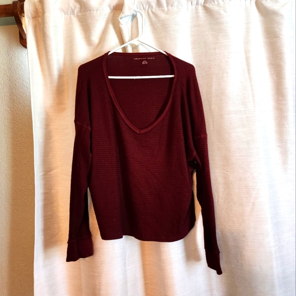 Maroon Cropped long-sleeved top - Picture 1 of 4